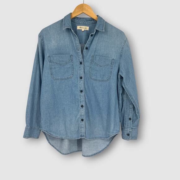 Madewell Denim Button-Up Shirt Light Wash Chambray Top Size Small - Picture 1 of 6